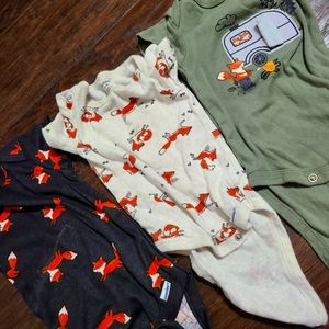 Trio of like new onesies fox edition